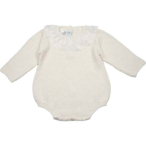 Lace Collar Knit Bubble Romper