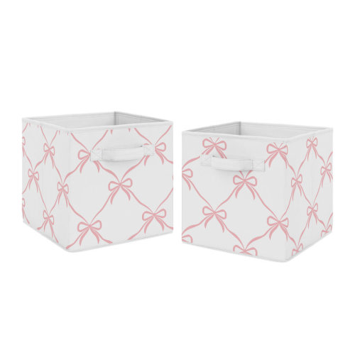 Sweet Jojo Designs Ballerina and Ballet Bows Microfiber Fabric Storage Bin (Set of 2) | Wayfair