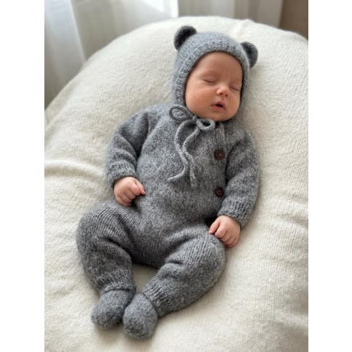Knit Baby Overall with Hat, Super Soft Alpaca Wool, Newborn Gift Set
