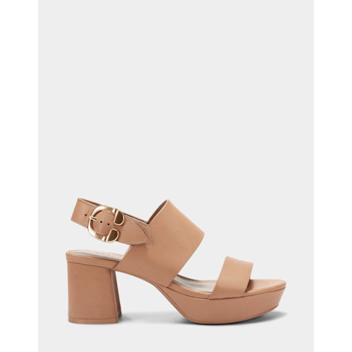 Platform Sandal in Nude Leather