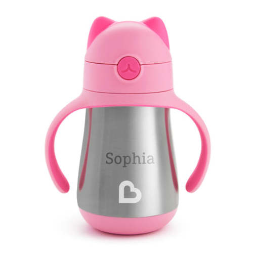 Personalized Cool Cat™ Stainless Steel Straw Cup, 8oz | Munchkin