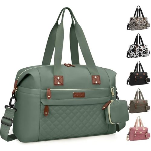 Pritent Diaper Bag Tote - Diaper Baby Bags with Pacifier Case, Shoulder Straps, Stroller Clips, Waterproof Large Mommy Maternity Travel Baby Bag for Mom and Dad, Green, Medium