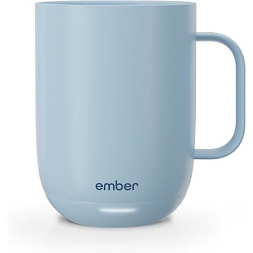 Ember Temperature Control 14oz Smart Mug 2, App-Controlled and Rechargeable Heated Coffee Cup Warmer with Intelligent LED Display, Powder Blue