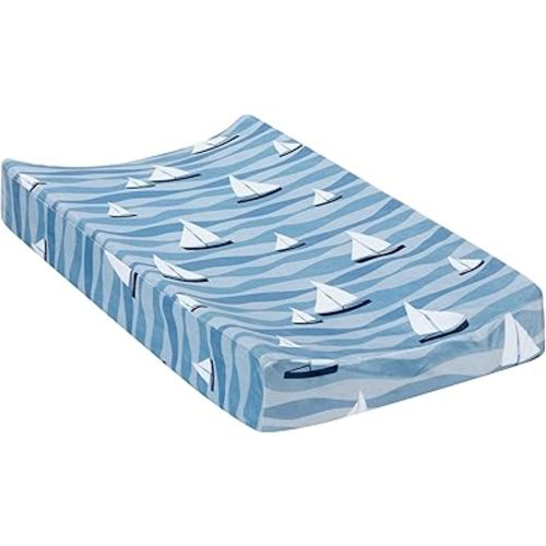 Lambs & Ivy Little Skipper Nautical Ocean Sailboat Soft Changing Pad Cover