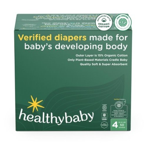HealthyBaby Certified Safe Organic Cotton Enhanced Diapers - Size 4 - 50ct