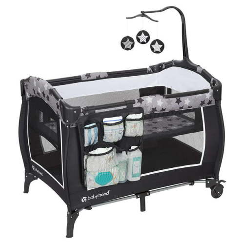 Baby Trend Trend-E Nursery Center, Play Yard with Bassinet, Rising Star Gray
