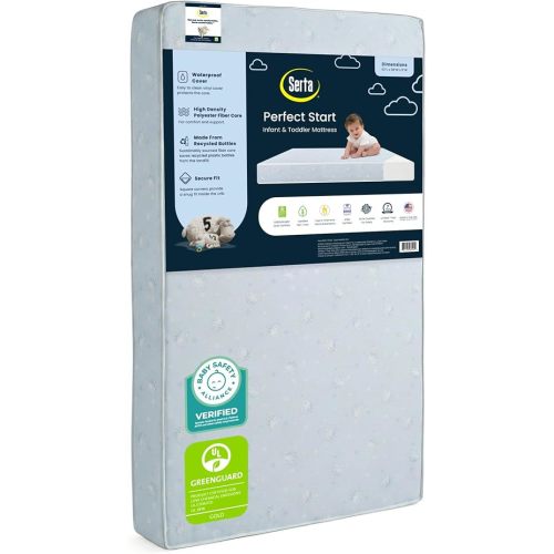 Serta Perfect Start Dual Sided Baby Crib Mattress & Toddler Mattress - Waterproof - 6" Premium Sustainably Sourced Fiber Core - GREENGUARD Gold Certified – 7 Year Warranty - Made in USA