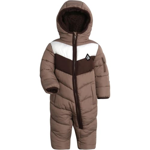 Volcom Boy Baby Snowsuit - Soft Fleece Lined Insulated Pram Infant Snowsuit with Sherpa Lined Hood - Baby Winter Clothes