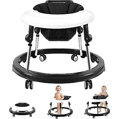 Baby Walker with Wheels, Activity Center with Mute Wheels Anti-Rollover, 5-Position Height Adjustable Foldable Baby Walker for Boys and Girls from 6-18 Months with Footrest…