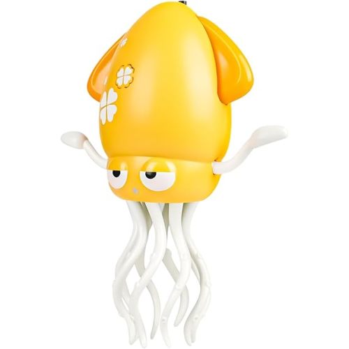 Electric Dancing Octopus Baby Toy, Dancing Squid Crawling Toys,Automatic Evasion Octopus Toy with Led Light and Music, Interactive Entertainment for Baby Sensory Development Birthday Gifts (Yellow)