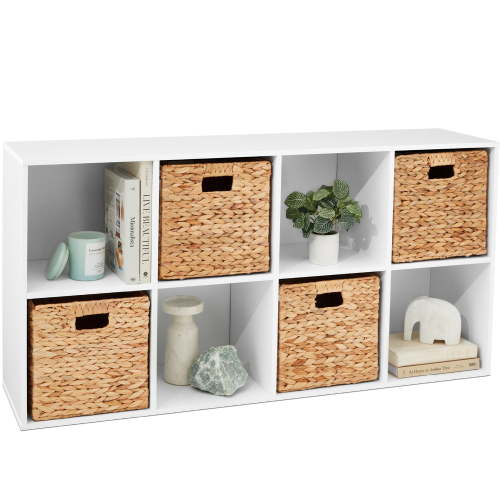 Best Choice Products 8-Cube Bookshelf, 11in Display Storage System, Organizer w/ Removable Back Panels - White