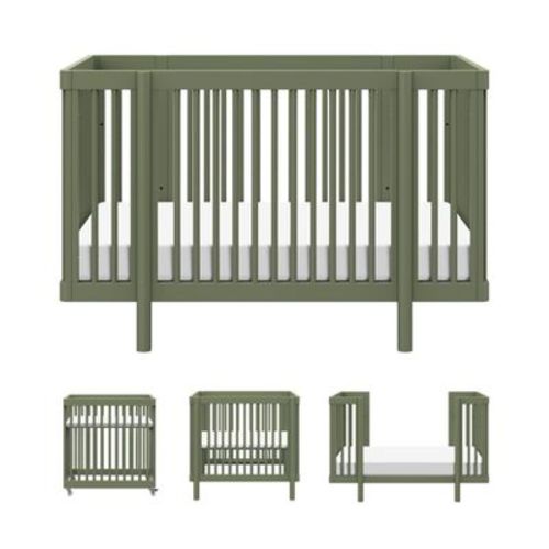 Babyletto Pogo 8-in-1 Convertible Crib with All-Stages Conversion Kits - Olive