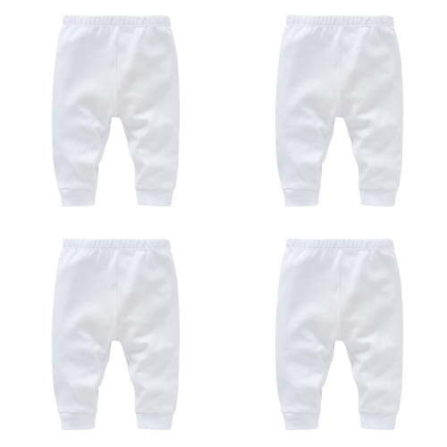 TIREOW Solid Baby Sweatpants,Unisex Baby Toddler Cotton Crawling Pants for Baby Boys Girls Solid Color Loose and Comfortable Pant(0-3 Months,White)