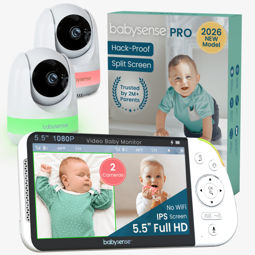 Babysense Pro 5.5" HD Split-Screen Baby Monitor with 2 Cameras