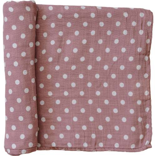 Pink Polka Dot Muslin Swaddle Blanket