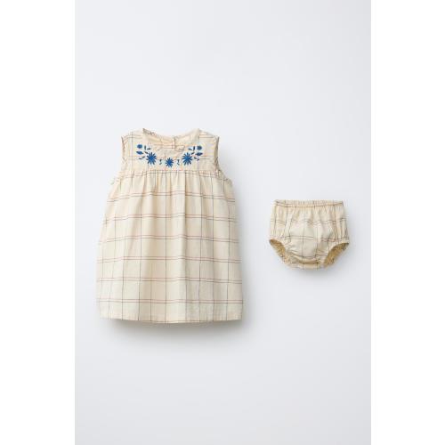 EMBROIDERED PLAID DRESS AND PANTY SET - Butter | ZARA United States