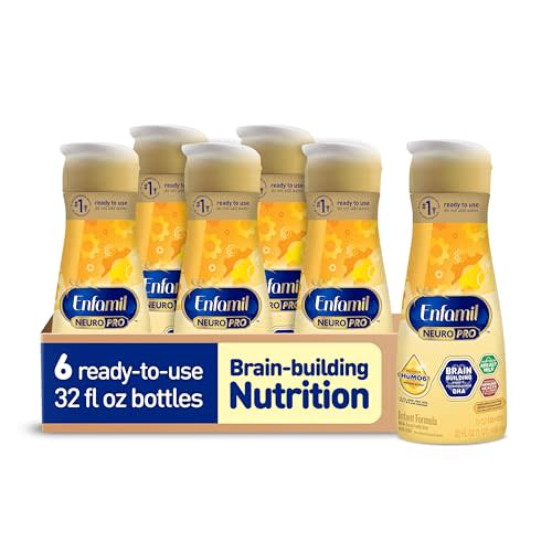 Enfamil NeuroPro Ready-to-Use Baby Formula, Ready to Feed, Brain and Immune Support with DHA, Iron and Prebiotics, Non-GMO, 32 Fl Oz Bottle, Pack of 6