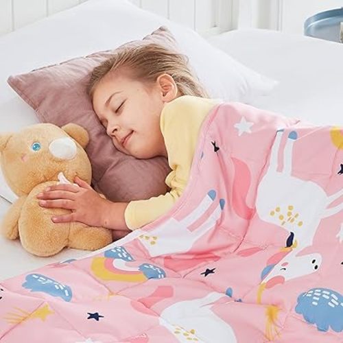 HOSUKKO Weighted Blanket - 7 lbs Pink Unicorn Heavy Blanket - Breathable Blanket(41 * 60 inches, 7 lbs)