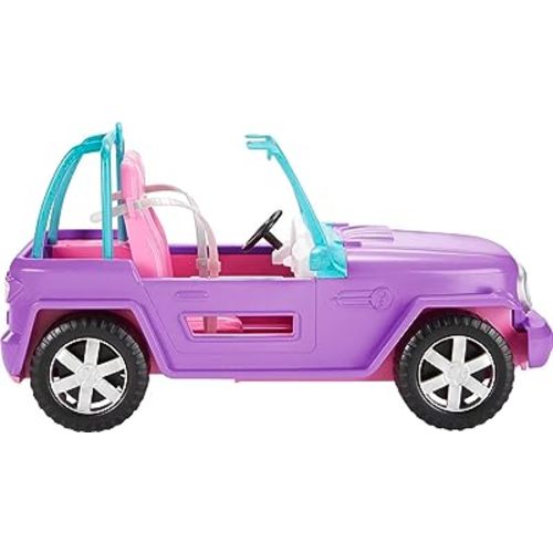 Barbie Toy Car, Doll-Sized SUV, Purple Off-Road Vehicle with 2 Pink Seats & Treaded, Rolling Wheels