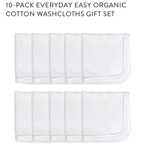 10-Pack Organic Cotton Baby-Terry Wash Cloths, Bright White | Honest Baby Clothing