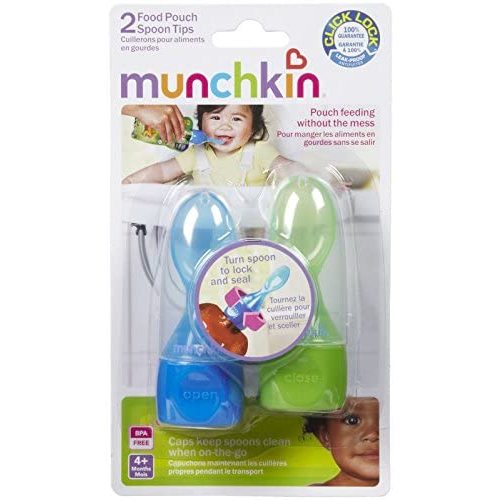 Munchkin Click Lock Food Pouch Spoon Tips, Multicolor - May Vary, 2 Count