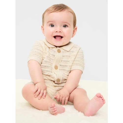 Crochet Sweater-Knit Shirt and Shorts Set for Baby