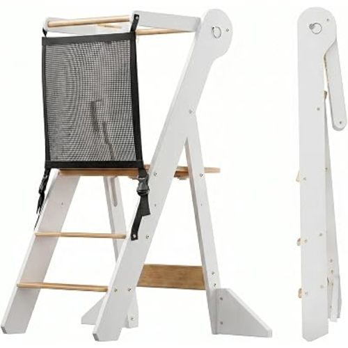 COSYLAND Foldable Toddler Standing Tower - Kids Kitchen Step Stool Helper