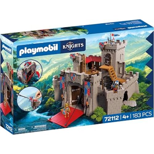 Playmobil | Knights | Large Lion Knights Castle | Castle with Drawbridge, Cannons & Trapdoor | Knights Castle Toy for Children Aged 4+ | 72112