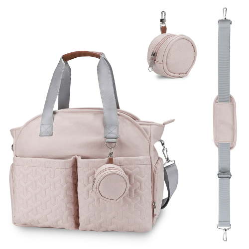 SPEKSEE Diaper Bag Tote with Pacifier Holder Case for Mom and Dad, Multi-Function Travel Diaper Bag with Adjustable Shoulder Strap and Insulated Pockets