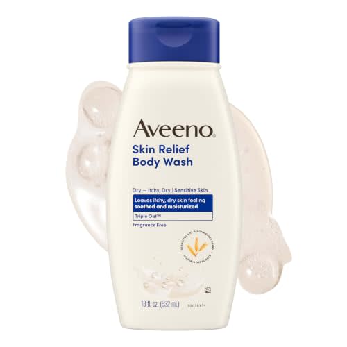 Aveeno Skin Relief Body Wash for Sensitive Skin, Fragrance-Free, 18 fl. oz | Gentle Daily Body Wash with Triple Oat Complex, For Sensitive Skin, Leaves Itchy, Dry Skin Feeling Soothed & Moisturized