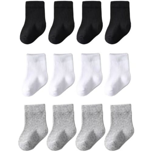 Baby Crew Socks Baby Newborn Socks 12-Pack Baby Sock 0-3/3-6 Months Infant