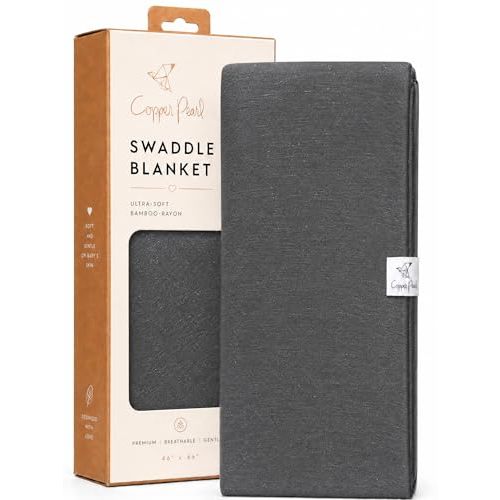 Copper Pearl Swaddle Blankets for Newborns | Soft Stretchy Receiving Blankets for Boys and Girls | Large 46 x 46 Inch Baby Blankets | Lightweight and Breathable Swaddles | Slate