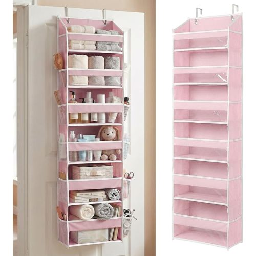 HOMELUX THEORY Over the Door Organizer, 6-Tier, 100D Fabric, Baby Pink 1pc