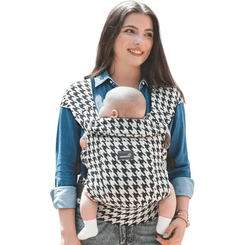 GROWNSY Baby Carrier Newborn to Toddler, Cozy Baby Wraps Carrier, Ergonomic Baby Carrier with Head Support, Houndstooth Black