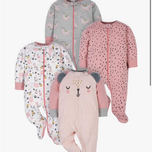 Gerber Baby-Girls 4 Pack Sleep 'N Play Footie