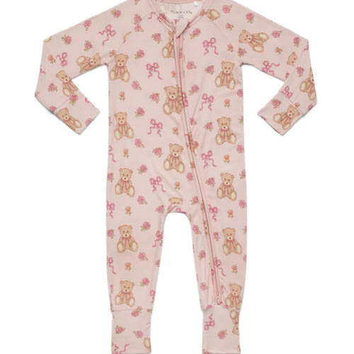 Teddy Bear and Bows Zipper Romper – In My Jammers