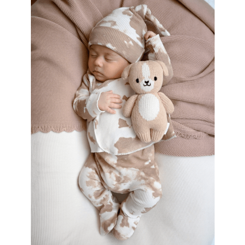 Organic Waffle Kimono & Pant Set, Almond Tie Dye