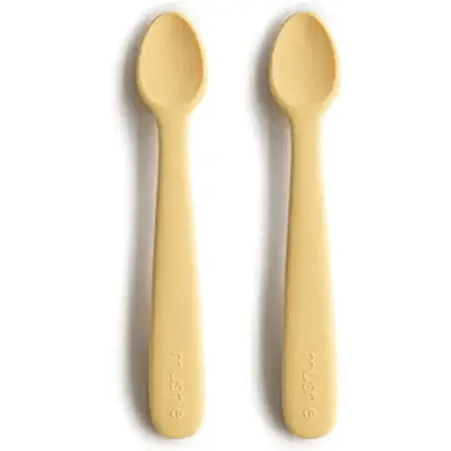 mushie Silicone Baby Feeding Spoons | 2 Pack (Daffodil)