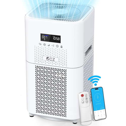 GCZ Air Purifier for Home Large Rooms, up to 2500 Sq. ft Smart WiFi Air Cleaner, Air Purifiers for Allergies and Asthma, H13 True HEPA Filter for Pet Hair, Allergens, Smokers, Odors, Dust, Pollen