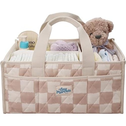 Tiny Marvels Diaper Caddy Organizer for New Parents, Baby Diaper Caddy with Water-Resistant Fabric, Structured Diaper Caddy Basket for Nursery, Car & Travel