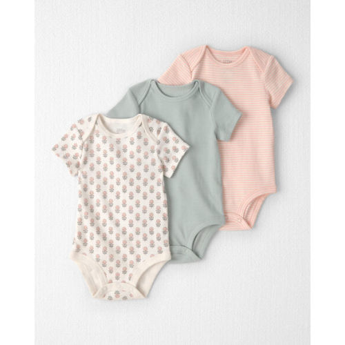 Baby Girl 3-Pack Organic Cotton Bodysuits in Floral Print - Little Planet | Carter's