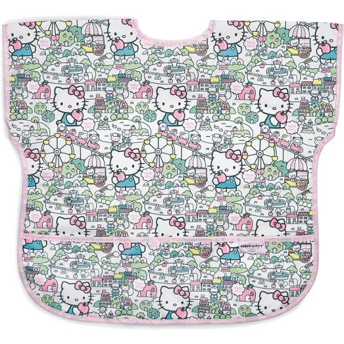 Bumkins Bibs, Baby and Toddler Bibs, Bibs for Girls and Boys, Large for 1-3 Years, Short Sleeve Waterproof Bib for Kids - Hello Kitty - Sanrio