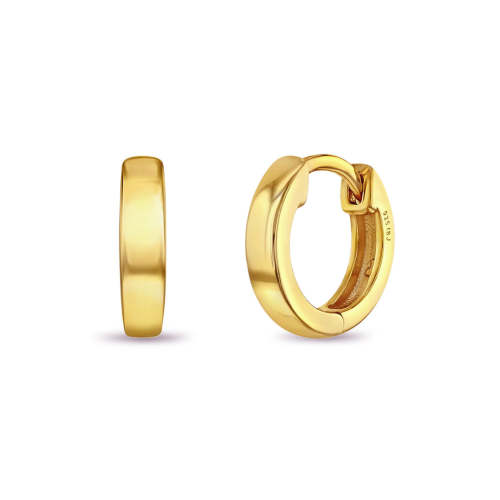 Rounded Classic 9mm Earrings Hoop/Huggie Safety Latch - 14k Gold Over