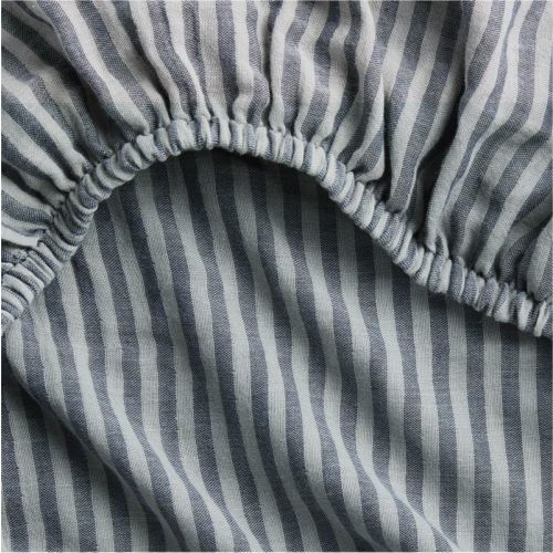 Supersoft Deep Indigo Striped 100% Organic Cotton Gauze Baby Crib Fitted Sheet