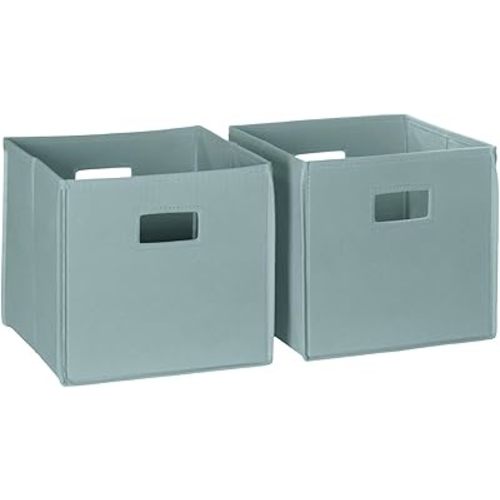 RiverRidge Kids 2pc Fabric Collapsible Storage Cube Organizers with Handles for Playroom Organization - Sea Green