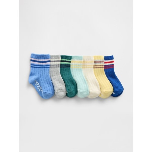 Toddler Stripe Quarter Crew Socks (7-Pack)