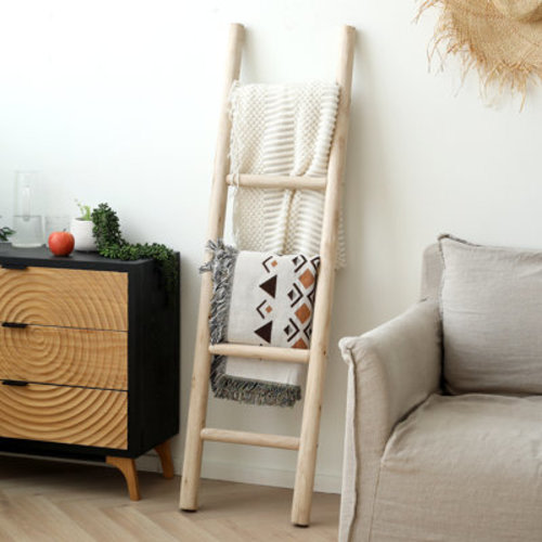 COAHAHA Wooden Blanket Ladder, 57In Freestanding Rustic Storage Rack, Versatile For Blankets, Towels, And Décor & Reviews | Wayfair