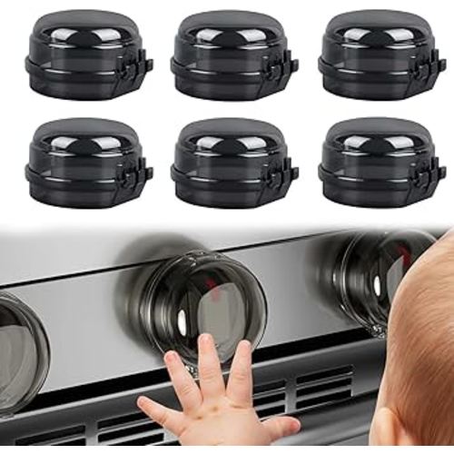 Gas Stove Knob Safety Covers: 6Pcs Small Child Proof Stove Covers Diameter 0.14 inches, Non-Universal Baby Proof Oven knobs Locks for Only Height Under 1.65"