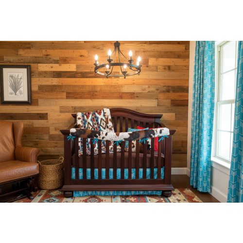 Aztec and Cow Minky Western Boy Crib Bedding