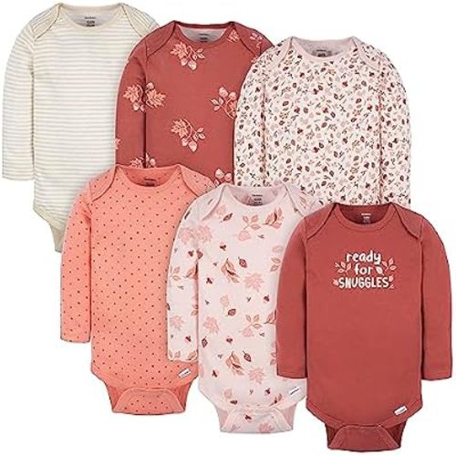 Gerber Baby Girls' 6-pack Long-sleeve Onesies Bodysuits